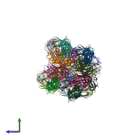 PDB entry 3pnw coloured by chain, side view.