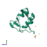 PDB entry 3po0 coloured by chain, side view.