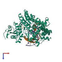 PDB entry 3po4 coloured by chain, top view.