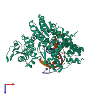 PDB entry 3po5 coloured by chain, top view.