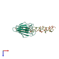 PDB entry 3pob coloured by chain, top view.