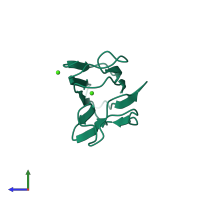PDB entry 3poe coloured by chain, side view.