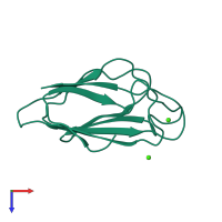 PDB entry 3poe coloured by chain, top view.