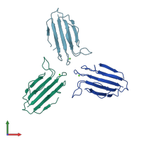 PDB entry 3pog coloured by chain, front view.