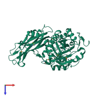 PDB entry 3poh coloured by chain, top view.