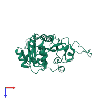 PDB entry 3pol coloured by chain, top view.