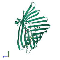 PDB entry 3por coloured by chain, side view.