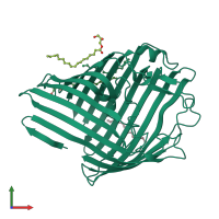 PDB entry 3pou coloured by chain, front view.