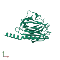 PDB entry 3pow coloured by chain, front view.