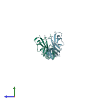 PDB entry 3ppe coloured by chain, side view.