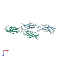 PDB entry 3ppe coloured by chain, top view.