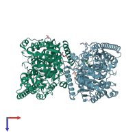 PDB entry 3ppm coloured by chain, top view.