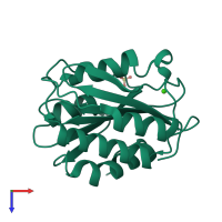 PDB entry 3ppv coloured by chain, top view.