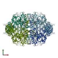 PDB entry 3pq2 coloured by chain, front view.