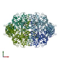 PDB entry 3pq4 coloured by chain, front view.