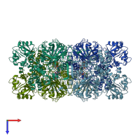 PDB entry 3pq4 coloured by chain, top view.