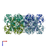 PDB entry 3pq8 coloured by chain, top view.