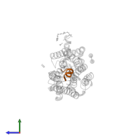 Guanine nucleotide-binding protein G(t) subunit alpha-1 in PDB entry 3pqr, assembly 1, side view.