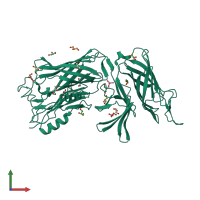 PDB entry 3pqs coloured by chain, front view.