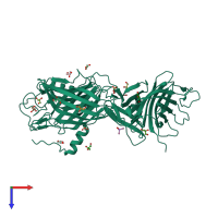 PDB entry 3pqs coloured by chain, top view.