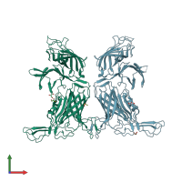 PDB entry 3pqu coloured by chain, front view.