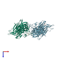 PDB entry 3pqu coloured by chain, top view.