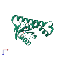 PDB entry 3pr6 coloured by chain, top view.