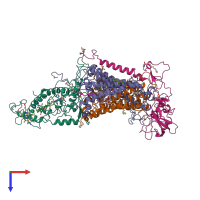 PDB entry 3prc coloured by chain, top view.