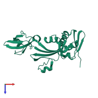 PDB entry 3prd coloured by chain, top view.