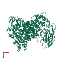 PDB entry 3pre coloured by chain, top view.