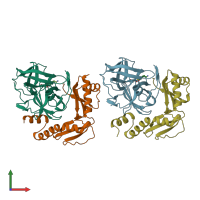 PDB entry 3pro coloured by chain, front view.