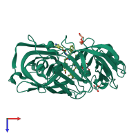 PDB entry 3prs coloured by chain, top view.