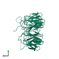 PDB entry 3prw coloured by chain, side view.