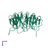 PDB entry 3prw coloured by chain, top view.