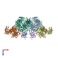 PDB entry 3prx coloured by chain, top view.