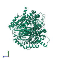 PDB entry 3prz coloured by chain, side view.