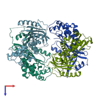 PDB entry 3ps0 coloured by chain, top view.