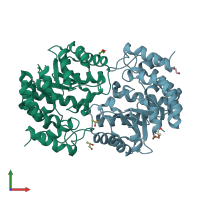 PDB entry 3ps7 coloured by chain, front view.