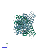 PDB entry 3psb coloured by chain, side view.