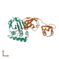 Hetero dimeric assembly 1 of PDB entry 3pse coloured by chemically distinct molecules, front view.