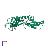 PDB entry 3psj coloured by chain, top view.