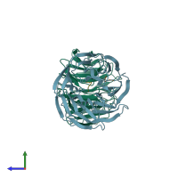PDB entry 3psl coloured by chain, side view.