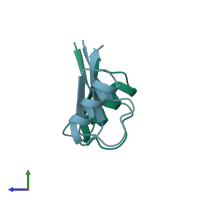 PDB entry 3psm coloured by chain, side view.