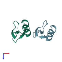 PDB entry 3psm coloured by chain, top view.