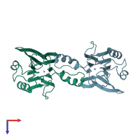 PDB entry 3psn coloured by chain, top view.