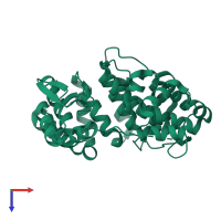 PDB entry 3pst coloured by chain, top view.