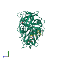 PDB entry 3psy coloured by chain, side view.