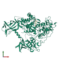 PDB entry 3pt9 coloured by chain, front view.