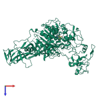 PDB entry 3pt9 coloured by chain, top view.
