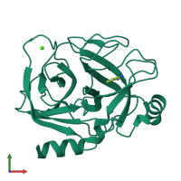 PDB entry 3ptb coloured by chain, front view.
